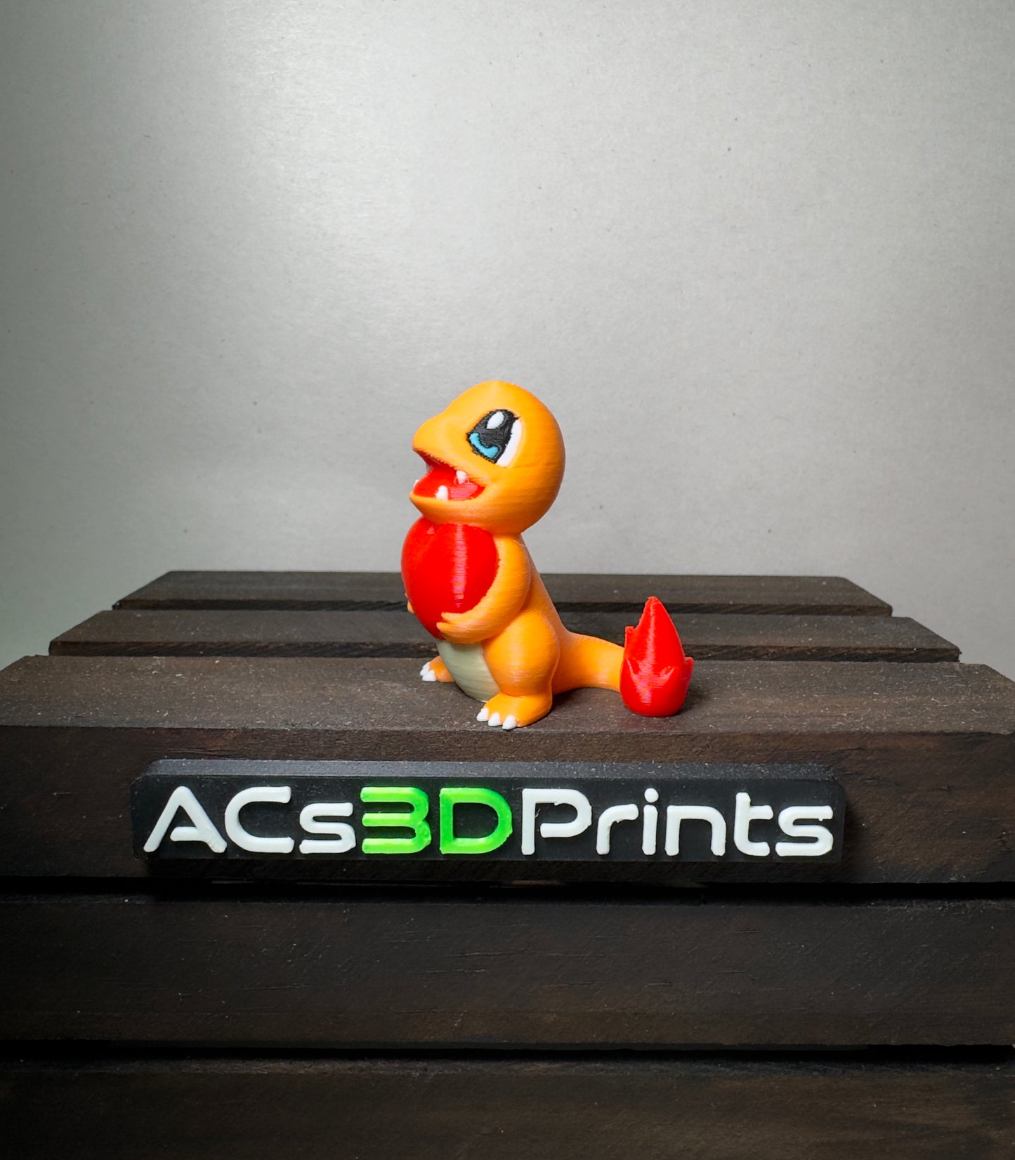Charmander Valentine Pokemon Figure, 3D Printed Heart Holding Chibi Gift