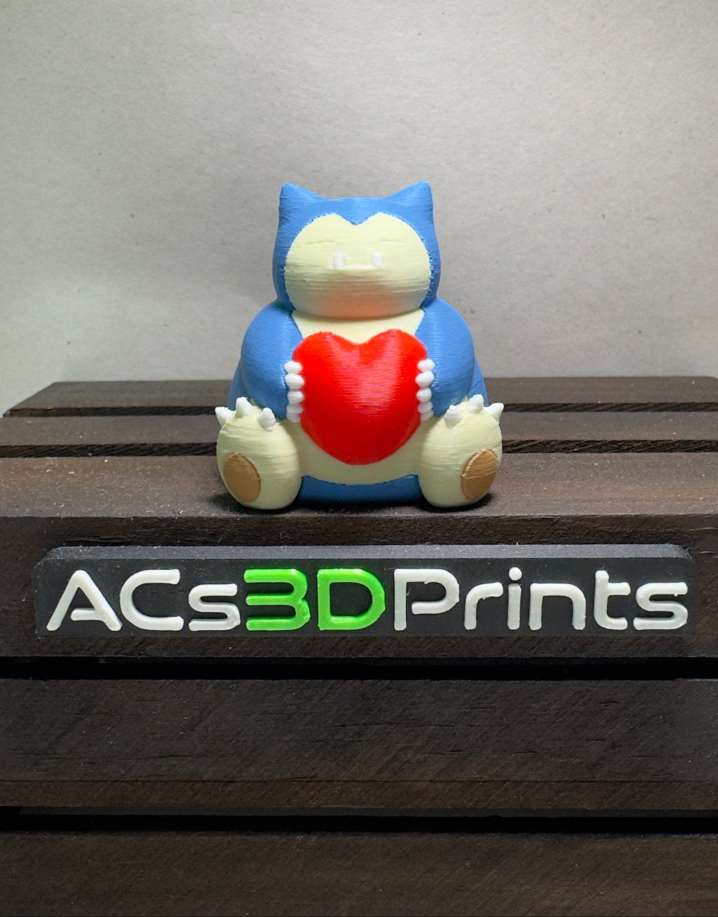 Snorlax Valentine Pokemon Figure, 3D Printed Heart Holding Chibi Gift