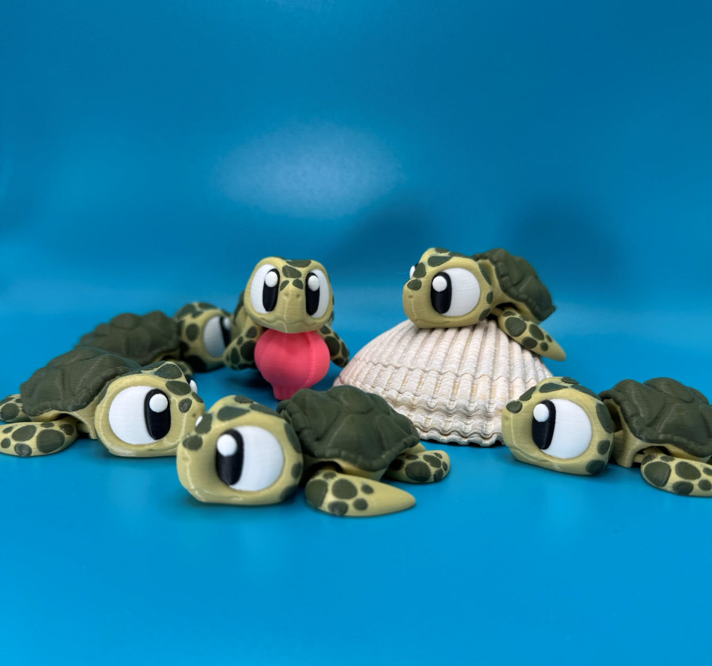 Flexi Sea Turtle 3D Printed Articulated Fidget Toy, Poseable Ocean Desk Pet