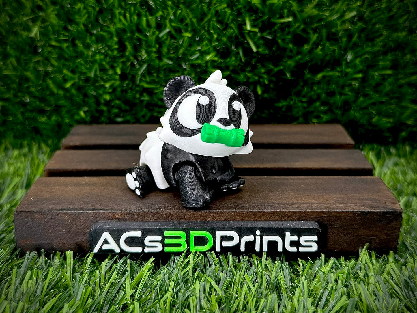Flexi Panda 3D Printed Articulated Fidget Toy, Poseable Desk Pet with Bamboo Option