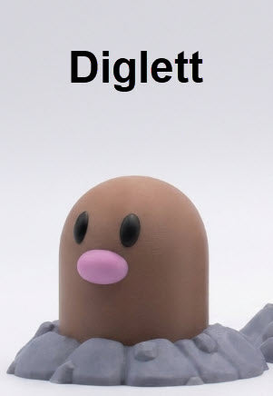 Diglett & Dugtrio Evolution Set 3D Printed Pokemon Figures | Gen 1 Ground Type Chibi