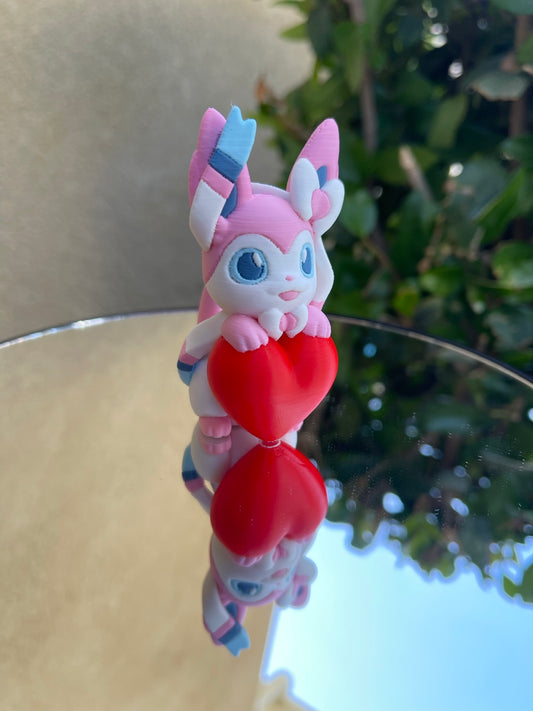 Sylveon Valentine Pokemon Figure, 3D Printed Love Struck Eeveelution