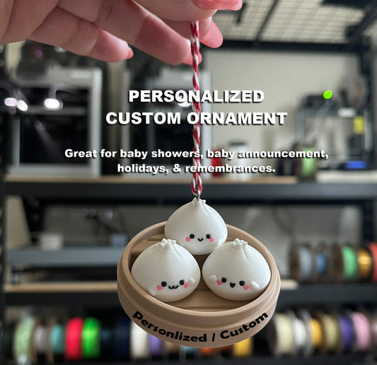 Personzalized Custom Xiao Long Bao Ornament, 3D Printed Kawaii Dim Sum Personalized Decor