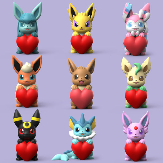 Eeveelution Chibi Pokemon Figure Set, 3D Printed Eevee Evolution Collectible, Pick Your Character