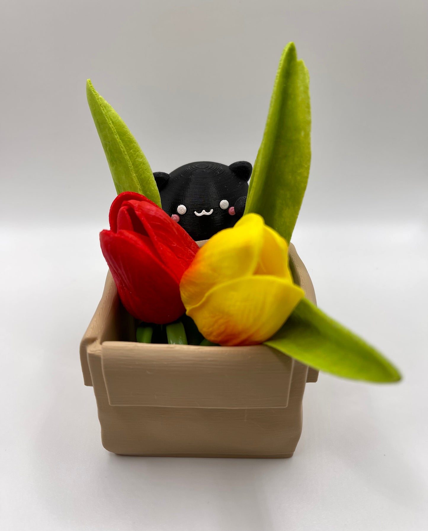 Kitten Box Cat Planter, 3D Printed Desk Succulent Pot Kawaii Cat Decor