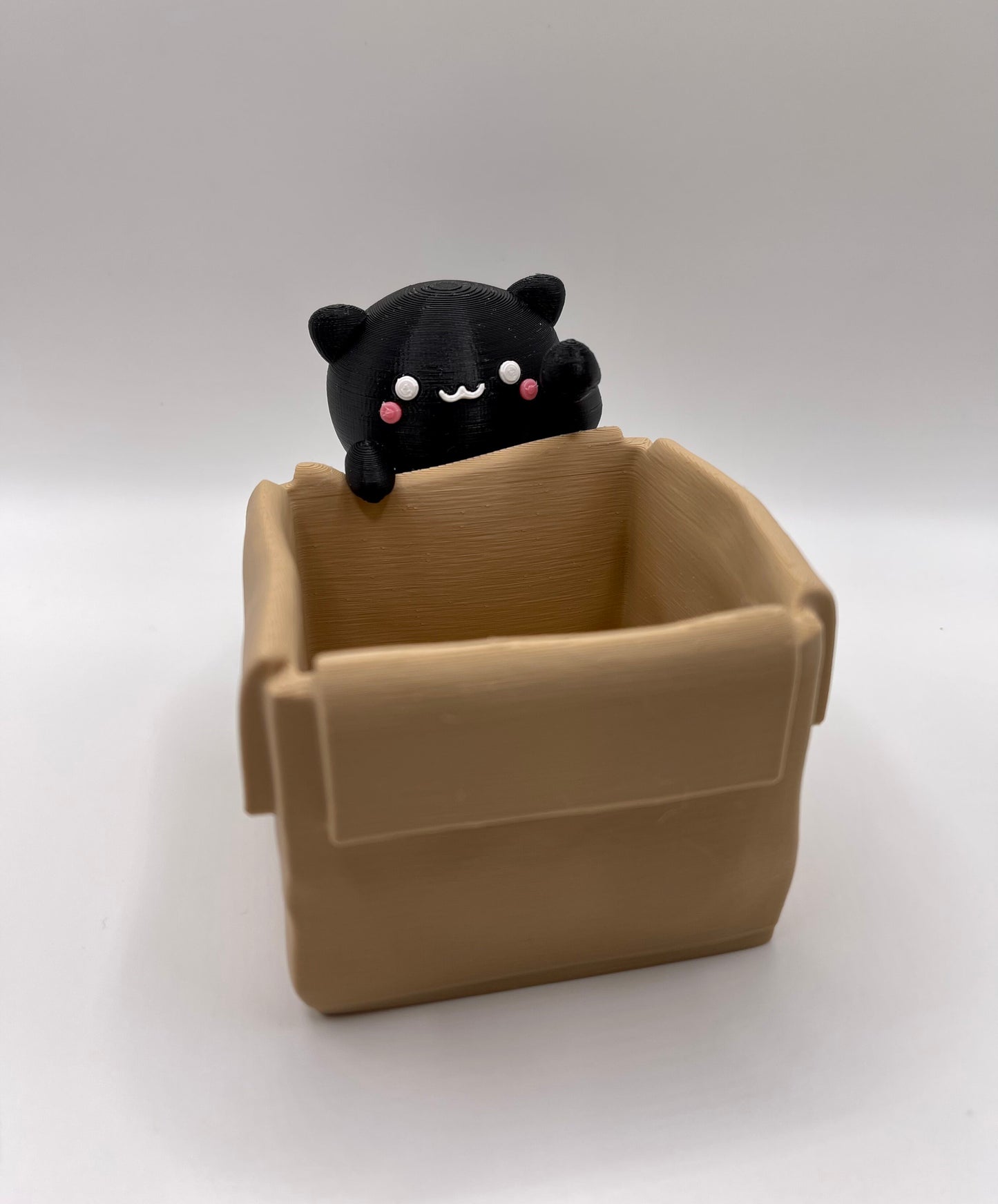 Kitten Box Cat Planter, 3D Printed Desk Succulent Pot Kawaii Cat Decor