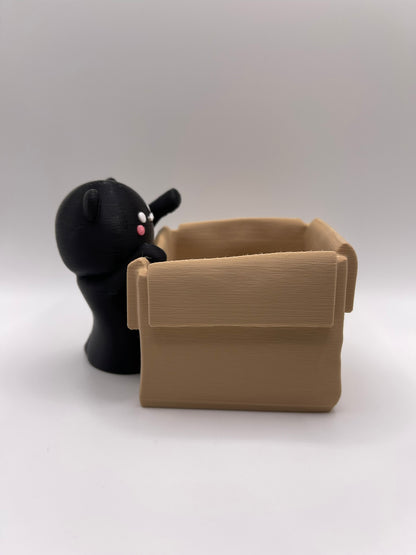Kitten Box Cat Planter, 3D Printed Desk Succulent Pot Kawaii Cat Decor