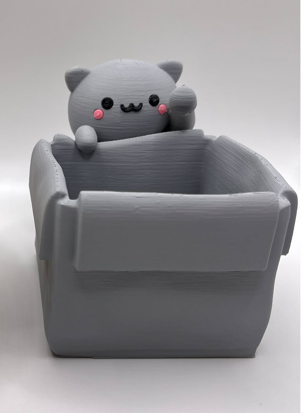 Kitten Box Cat Planter, 3D Printed Desk Succulent Pot Kawaii Cat Decor