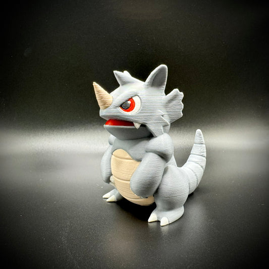 Rhydon 3D Printed Pokemon Figure, Chibi Gen 1 Collectible Desk Decor