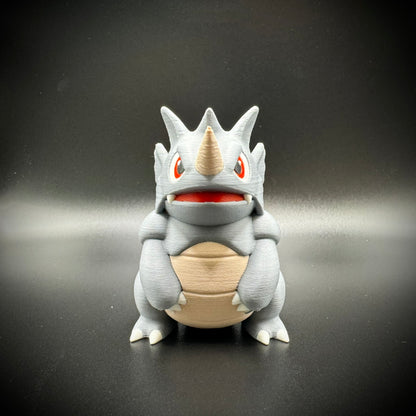 Rhydon 3D Printed Pokemon Figure, Chibi Gen 1 Collectible Desk Decor