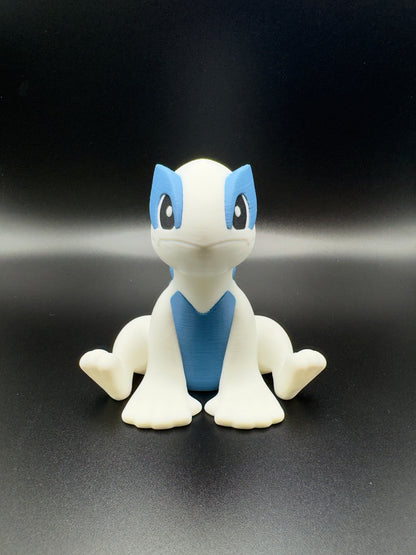 Lugia 3D Printed Pokemon Figure, Chibi Legendary Silver Wing Collectible
