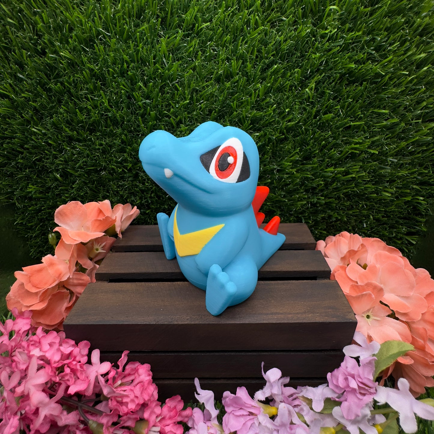 Totodile 3D Printed Pokemon Figure, Chibi Gen 2 Water Starter Collectible