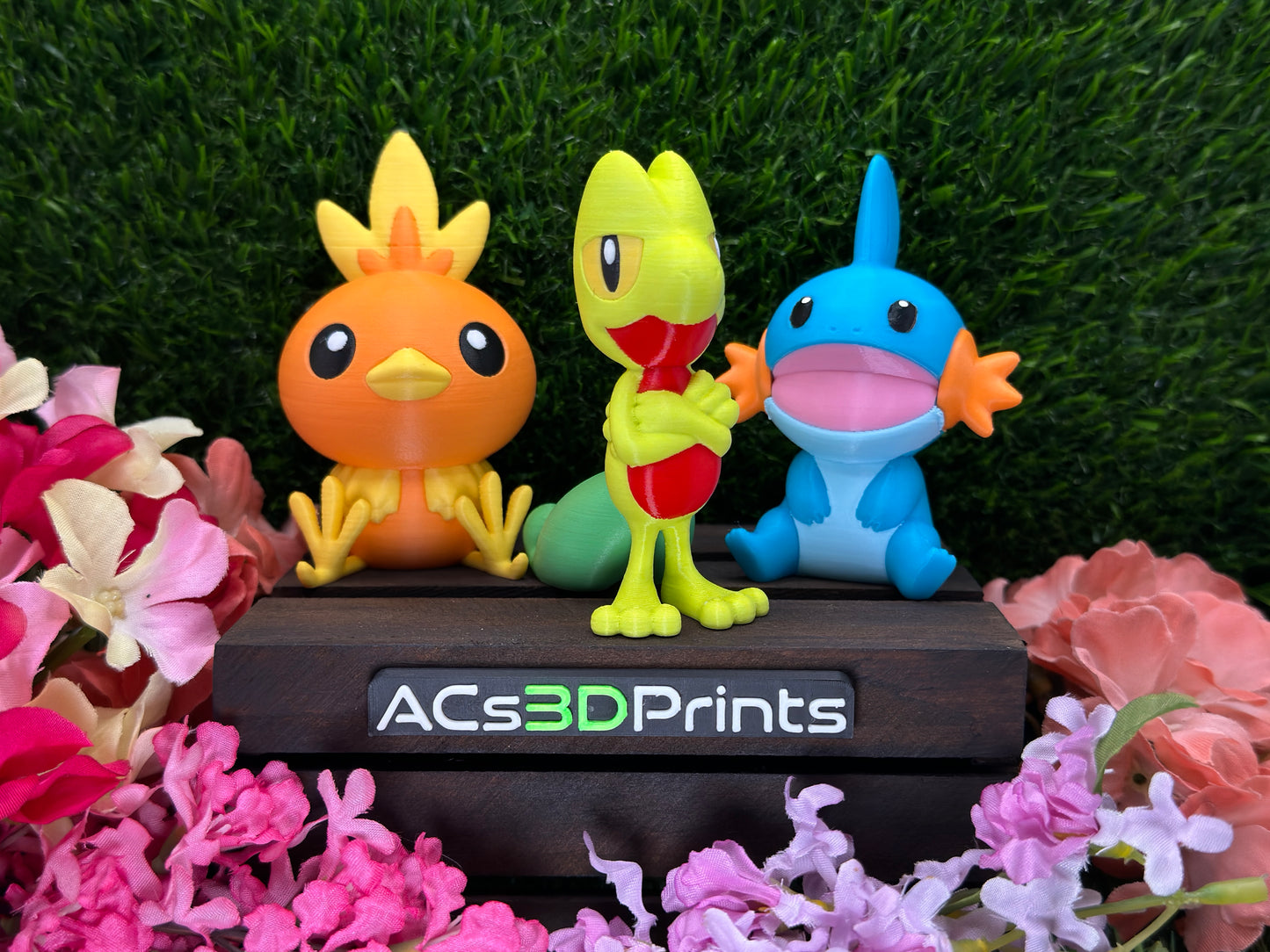 Hoenn Starters Trio Pokemon Set, 3D Printed Mudkip Torchic Treecko Collectible