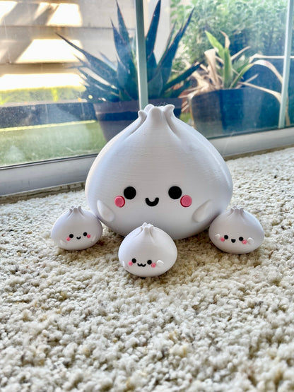 Dim Sum Bao Family Kawaii Figure Set, 3D Printed Desk Decor