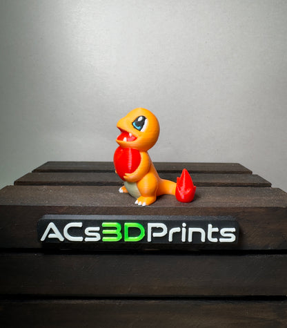 Charmander Valentine Pokemon Figure, 3D Printed Heart Holding Chibi Gift