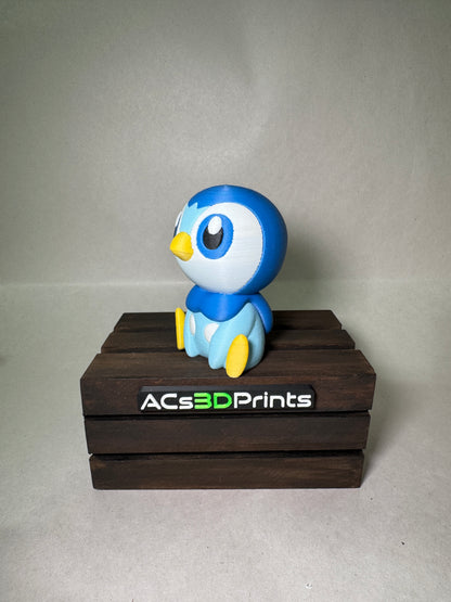 Piplup 3D Printed Pokemon Figure, Chibi Gen 4 Water Starter Collectible