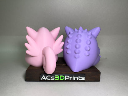 Gengar & Clefable Valentine Pokemon Set, 3D Printed Romantic Chibi Pair