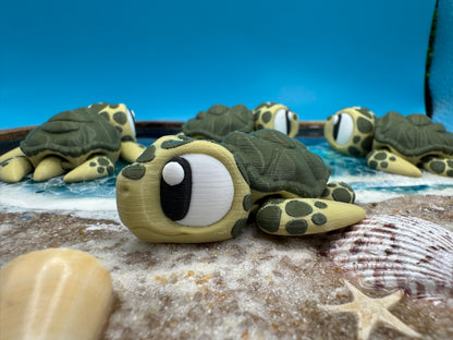 Flexi Sea Turtle 3D Printed Articulated Fidget Toy, Poseable Ocean Desk Pet