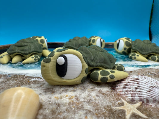 Flexi Sea Turtle 3D Printed Articulated Fidget Toy, Poseable Ocean Desk Pet