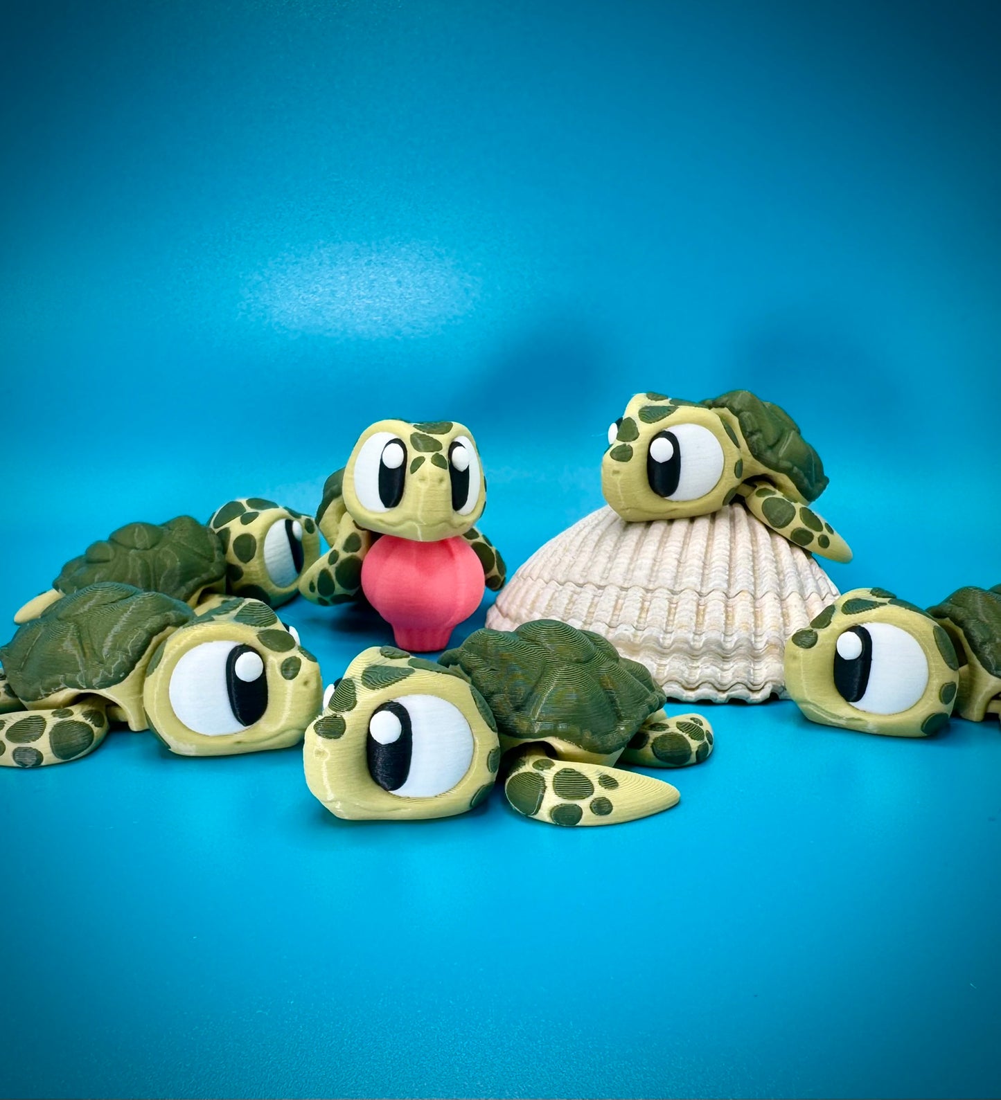 Flexi Sea Turtle 3D Printed Articulated Fidget Toy, Poseable Ocean Desk Pet