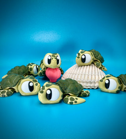 Flexi Sea Turtle 3D Printed Articulated Fidget Toy, Poseable Ocean Desk Pet
