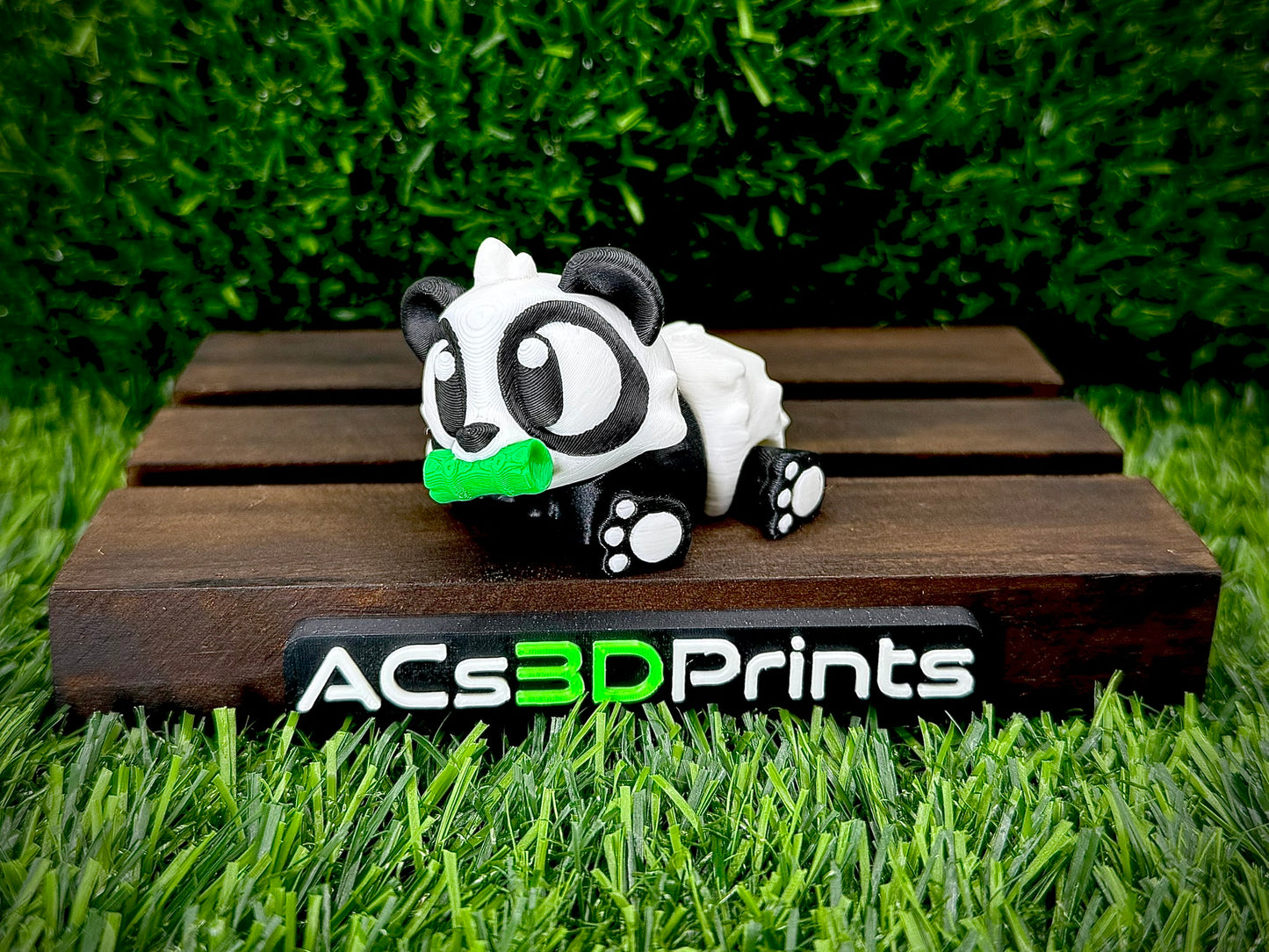 Flexi Panda 3D Printed Articulated Fidget Toy, Poseable Desk Pet with Bamboo Option