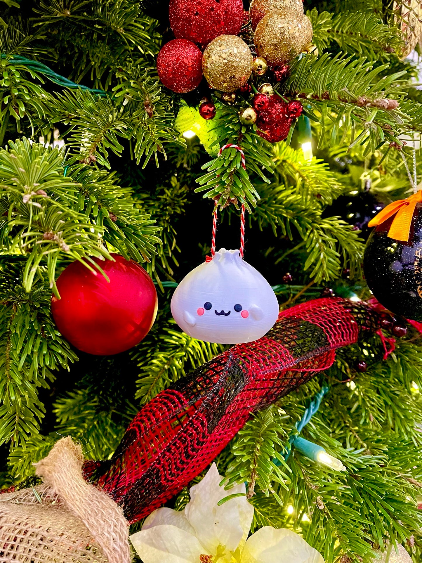 Xiao Long Bao Ornament, 3D Printed Kawaii Dim Sum Holiday Decor