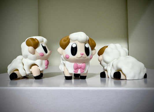Flexi Sheep 3D Printed Articulated Fidget Toy, Poseable Pocket Pet with Keychain Option