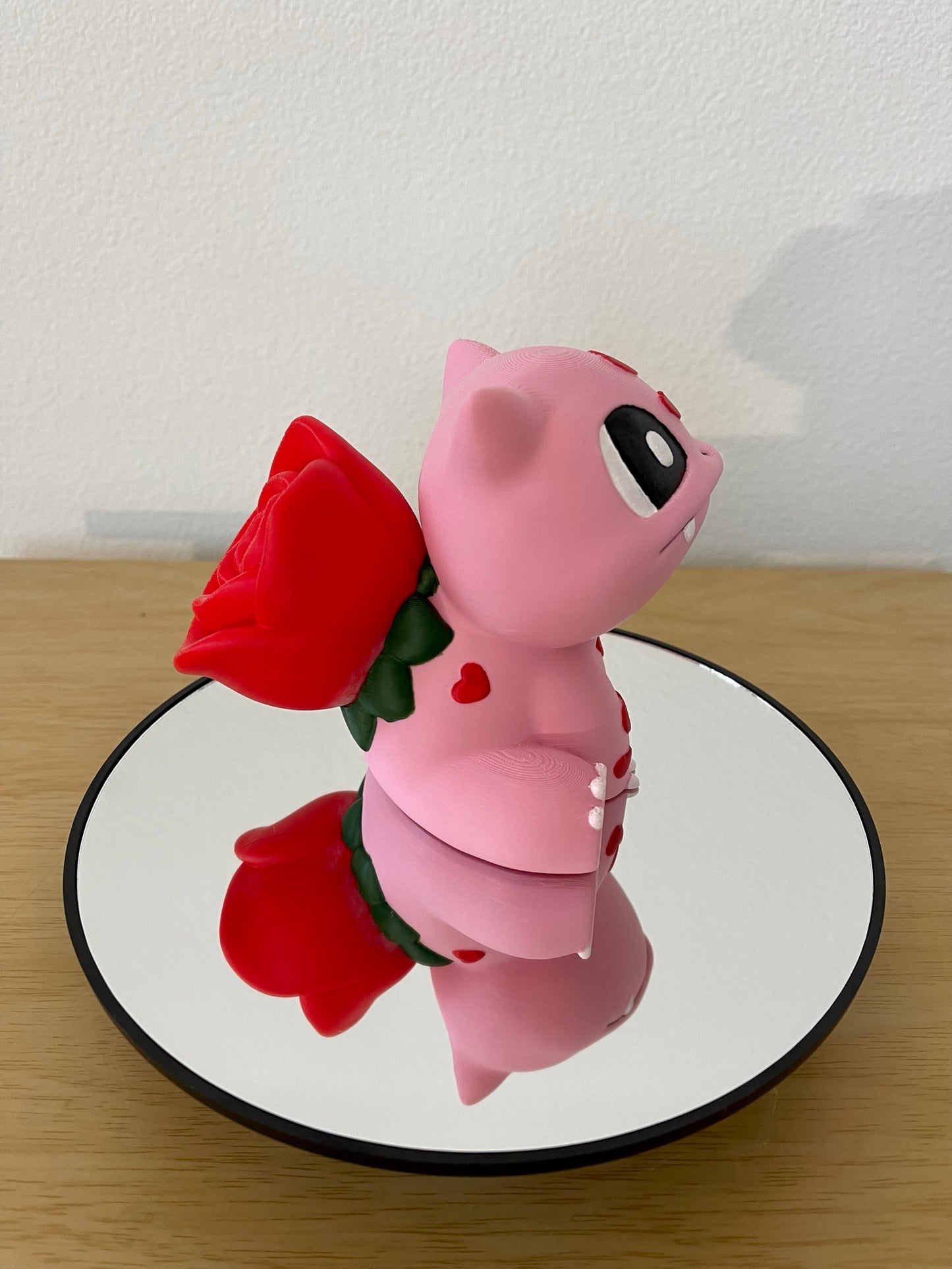 Bulbasaur Valentine Rose Pokemon Figure, 3D Printed Romantic Chibi Gift