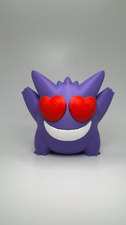 Gengar Love Struck Valentine Pokemon Figure, 3D Printed Chibi Ghost Gift