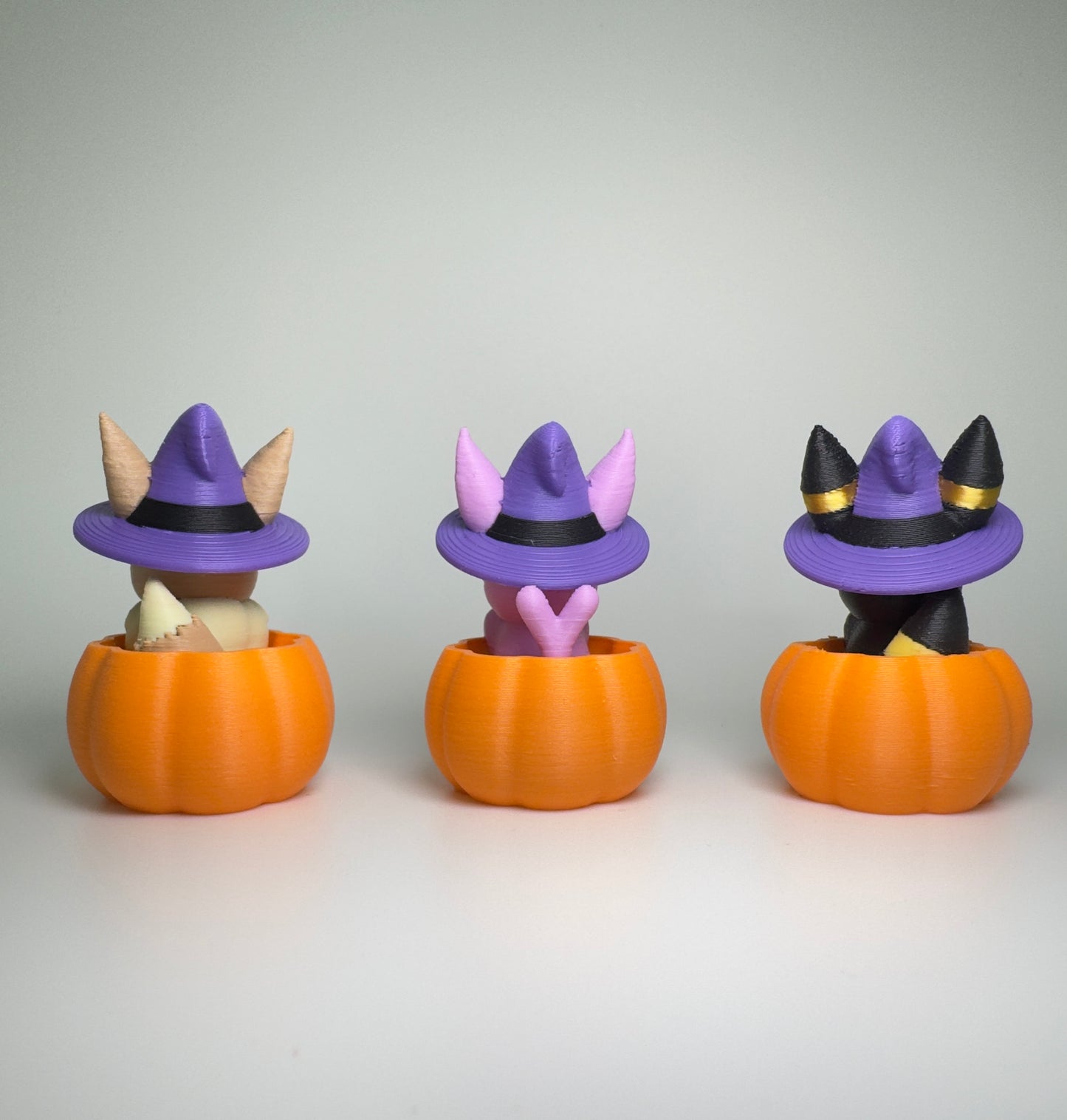 Eeveelution Witch Halloween Pokemon Set, 3D Printed Pumpkin Collectible