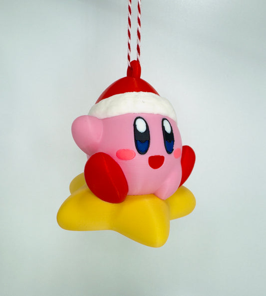 Kirby Christmas Ornament - 3D Printed, Holiday Gaming Collectible