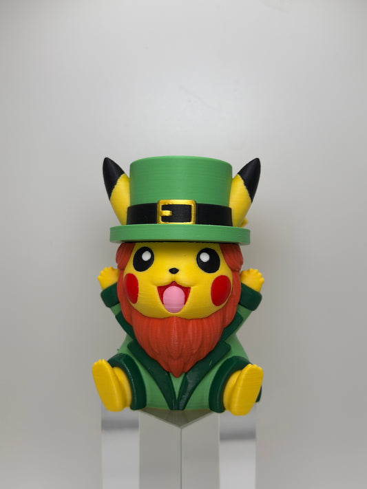 Leprechaun Pikachu St. Patrick's Day Pokemon Figure, 3D Printed Holiday Collectible