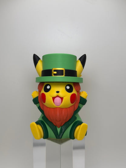 Leprechaun Pikachu St. Patrick's Day Pokemon Figure, 3D Printed Holiday Collectible