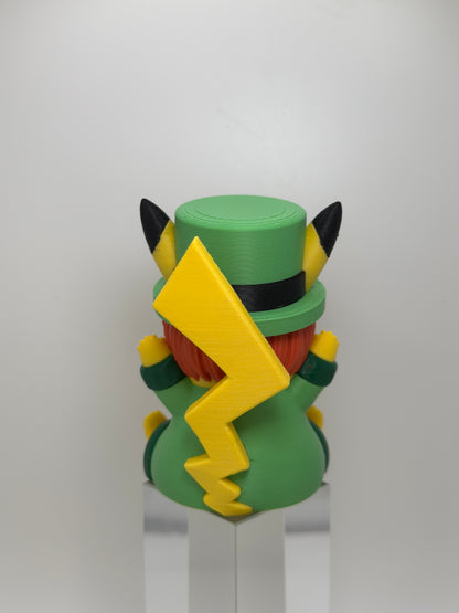 Leprechaun Pikachu St. Patrick's Day Pokemon Figure, 3D Printed Holiday Collectible