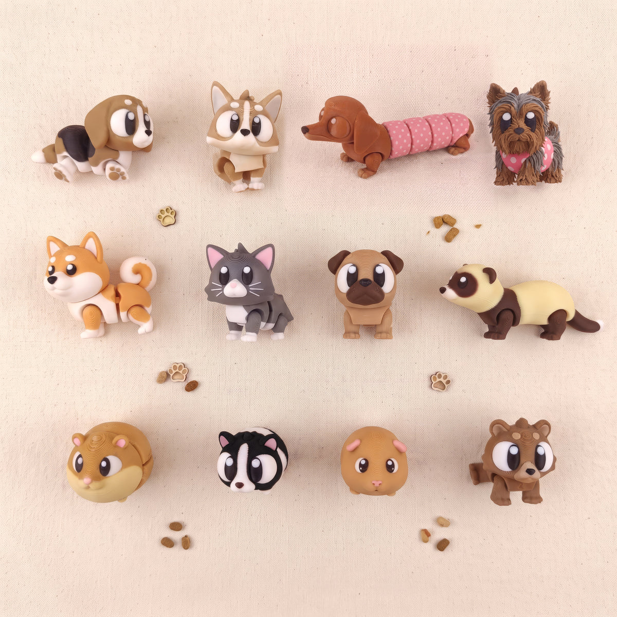Build Your Own Companion Dogs & Small Pets Bundle, 3D Printed — gallery view of the Companion Dogs and Small Pets Flexi toy roster
