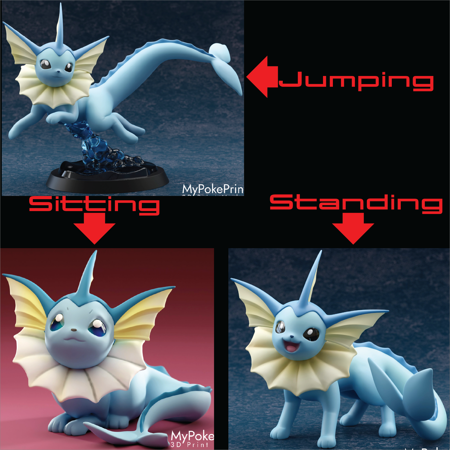 Eeveelutions 3" Resin Pokemon Figure, Unpainted Ready to Paint Miniature