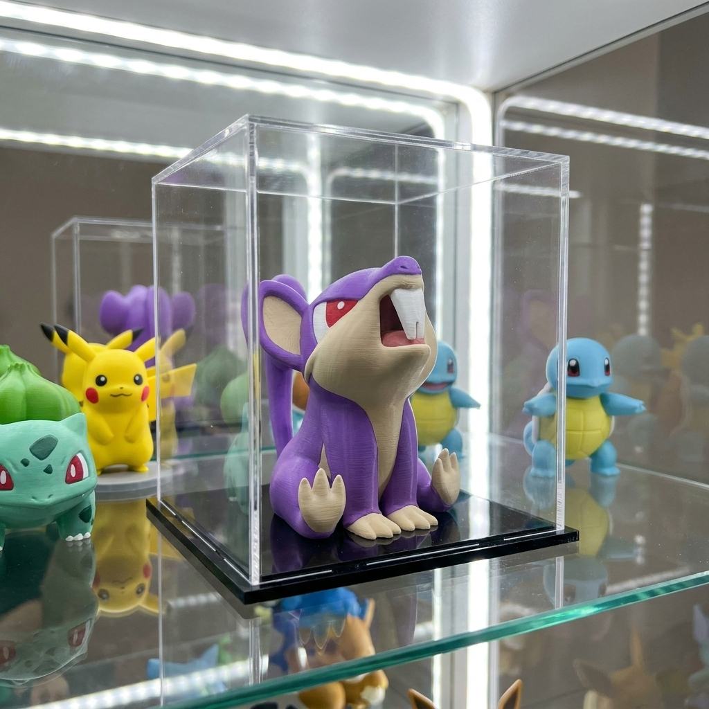 Rattata 3D printed chibi figure - display case