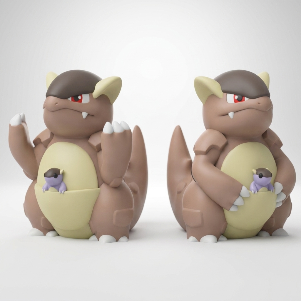 Kangaskhan 3D printed chibi figure - studio hero shot