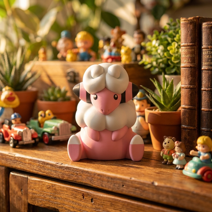 Flaaffy 3D printed figure on collector shelf