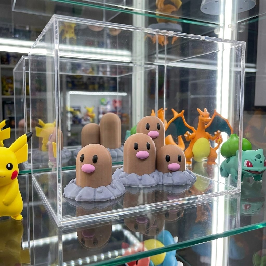 Diglett & Dugtrio in display case