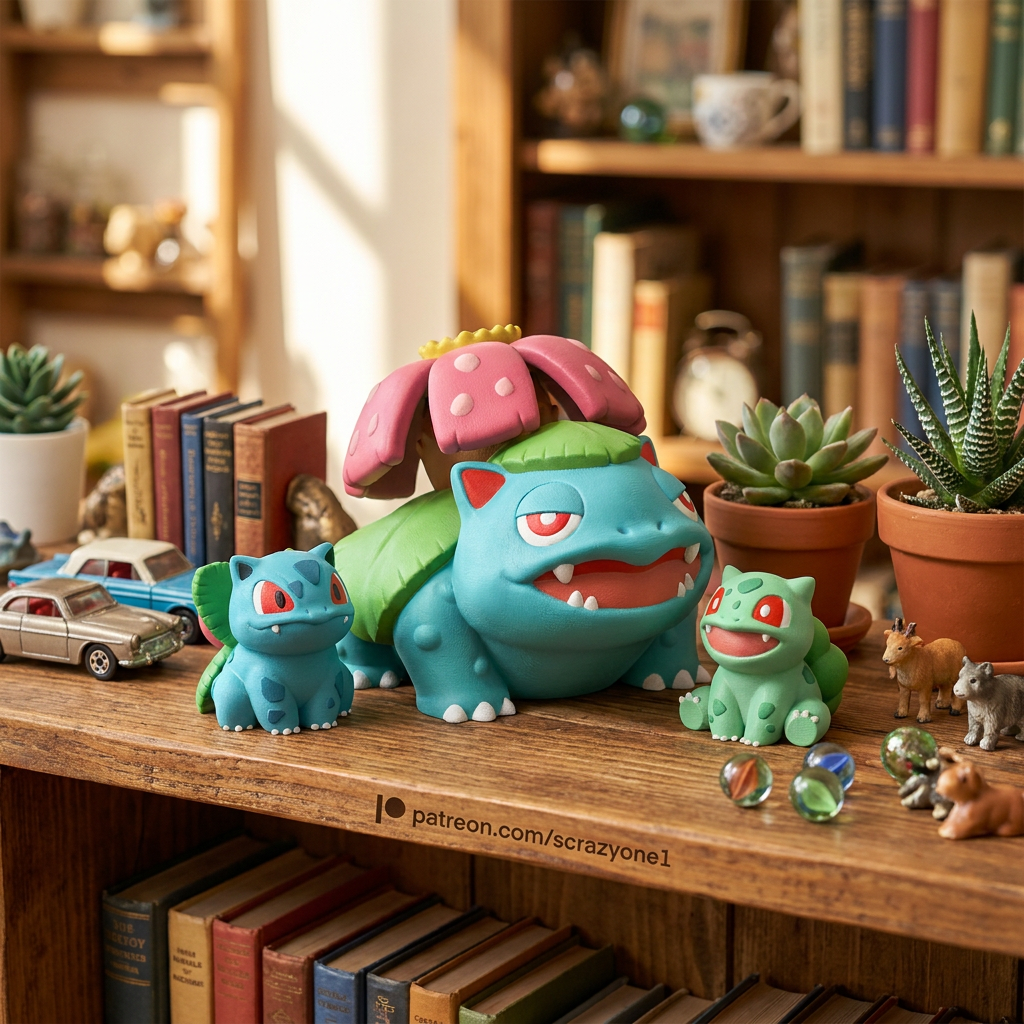 Chibi Bulbasaur Evolution Set - Shelf lifestyle