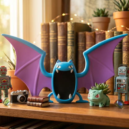 Golbat 3D printed chibi figure - shelf lifestyle