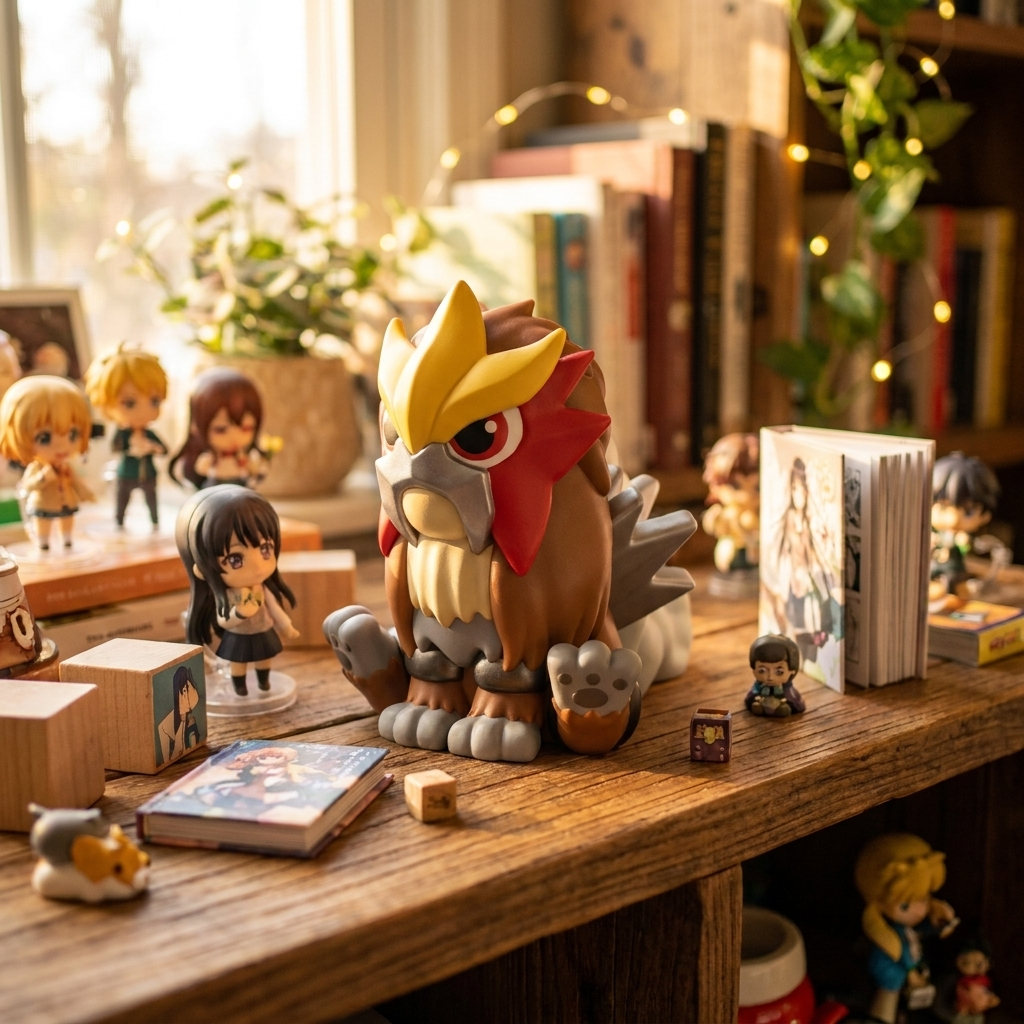 Chibi Entei 3D printed figure - shelf lifestyle