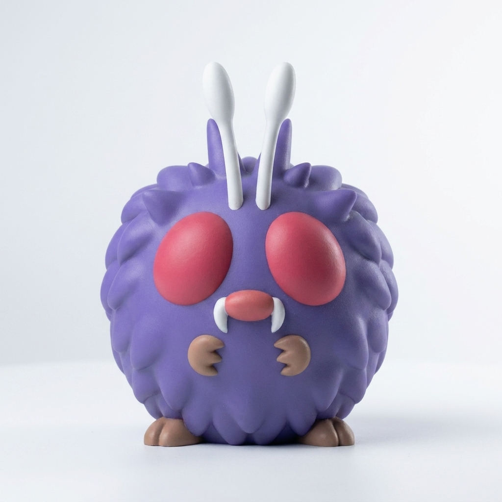 Venonat 3D printed chibi figure - studio hero shot