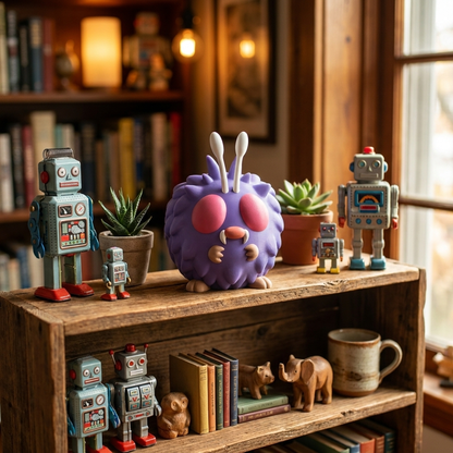 Venonat 3D printed figure on collector shelf