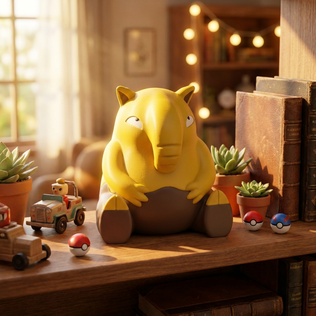 Drowzee 3D printed chibi figure - shelf lifestyle