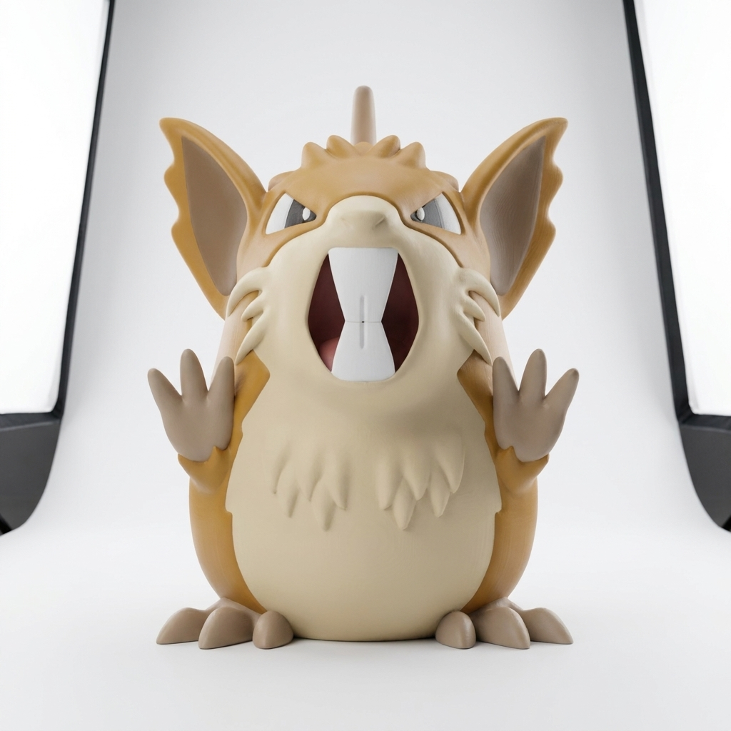 Raticate 3D printed chibi Pokemon figure - studio hero shot