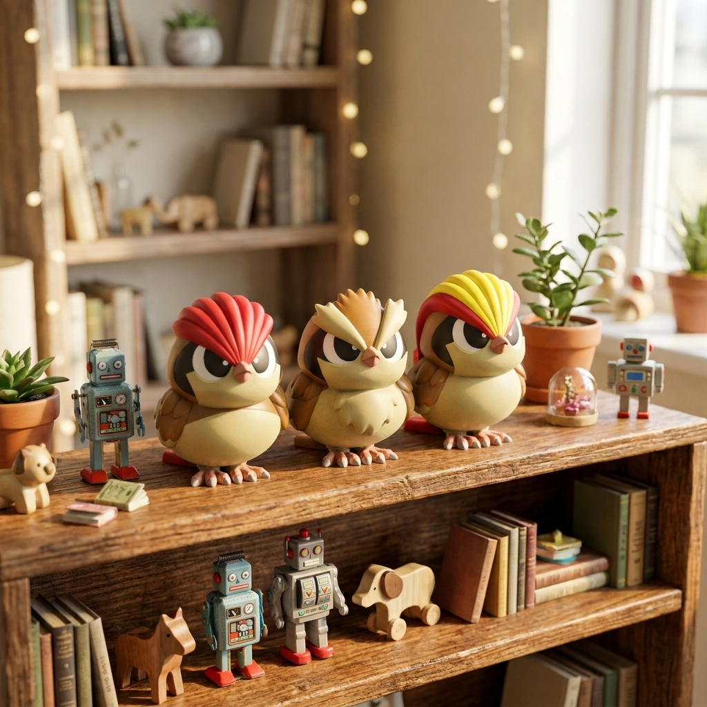 Pidgey Evolution Set on collector shelf