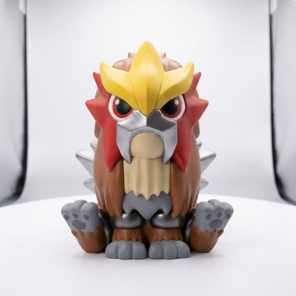 Chibi Entei 3D printed figure - studio hero shot